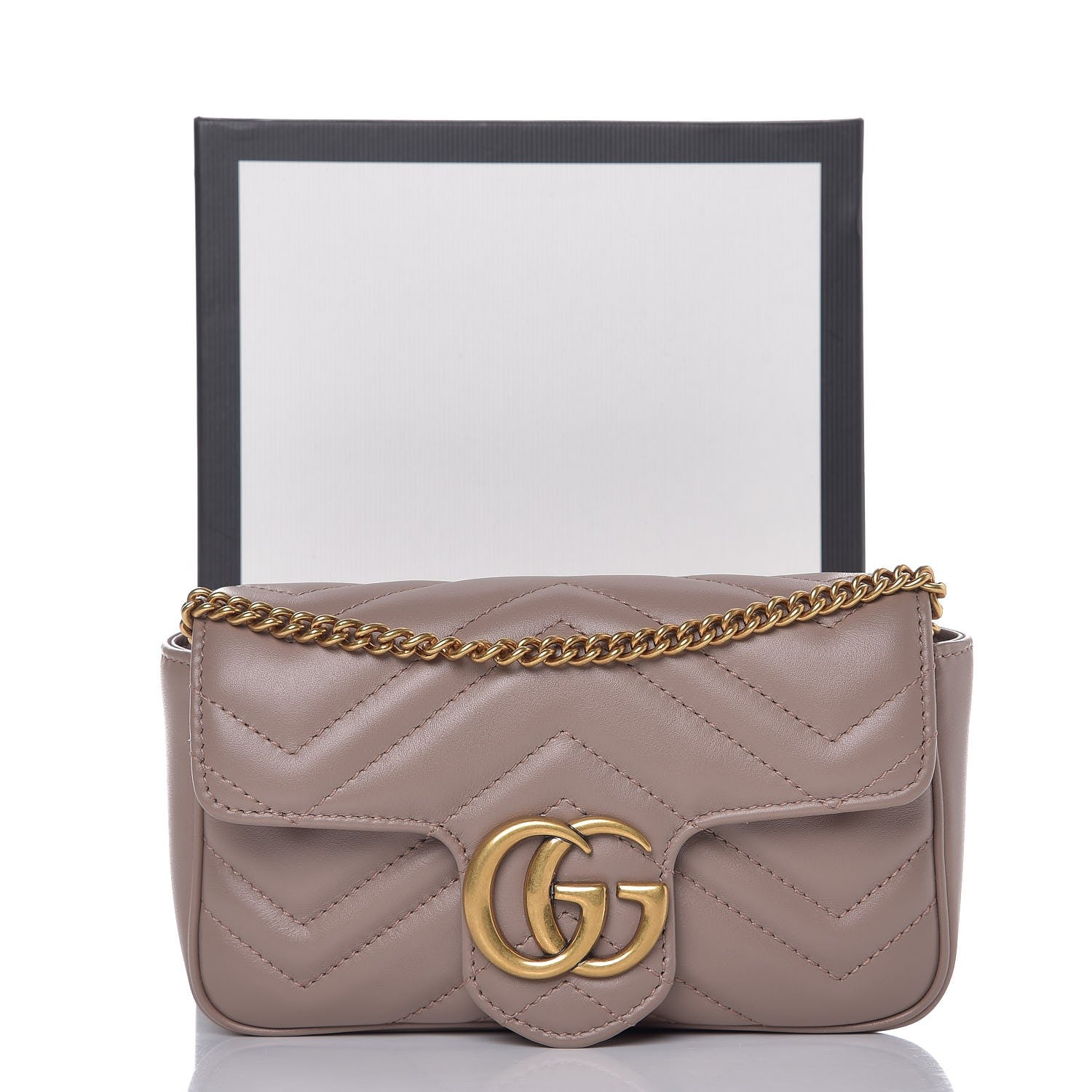 Gucci Calfskin Matelasse Super Mini GG Marmont Shoulder Bag Porcelain Rose 9 of 9