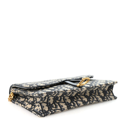 Christian Dior Oblique Saddle Chain Pouch Blue 4 of 9