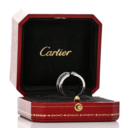Cartier 18K White Gold Enamel Diamond 10mm Logo De Cartier Ring Black 57 8 5 of 5