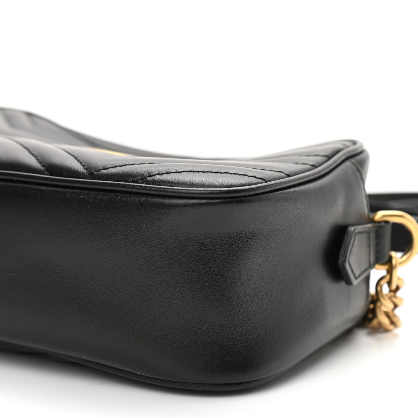 Calfskin Matelasse Small GG Marmont Chain Shoulder Bag Black