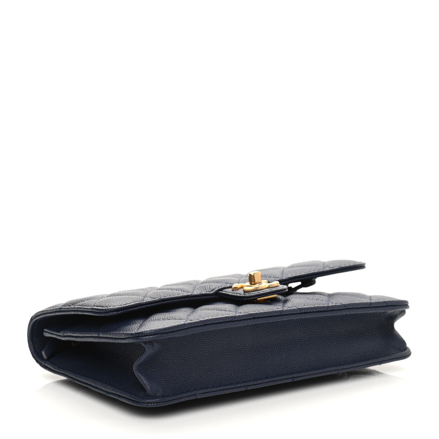 Chanel Caviar Quilted Chain Handle Round Wallet On Chain WOC Navy 4 of 11