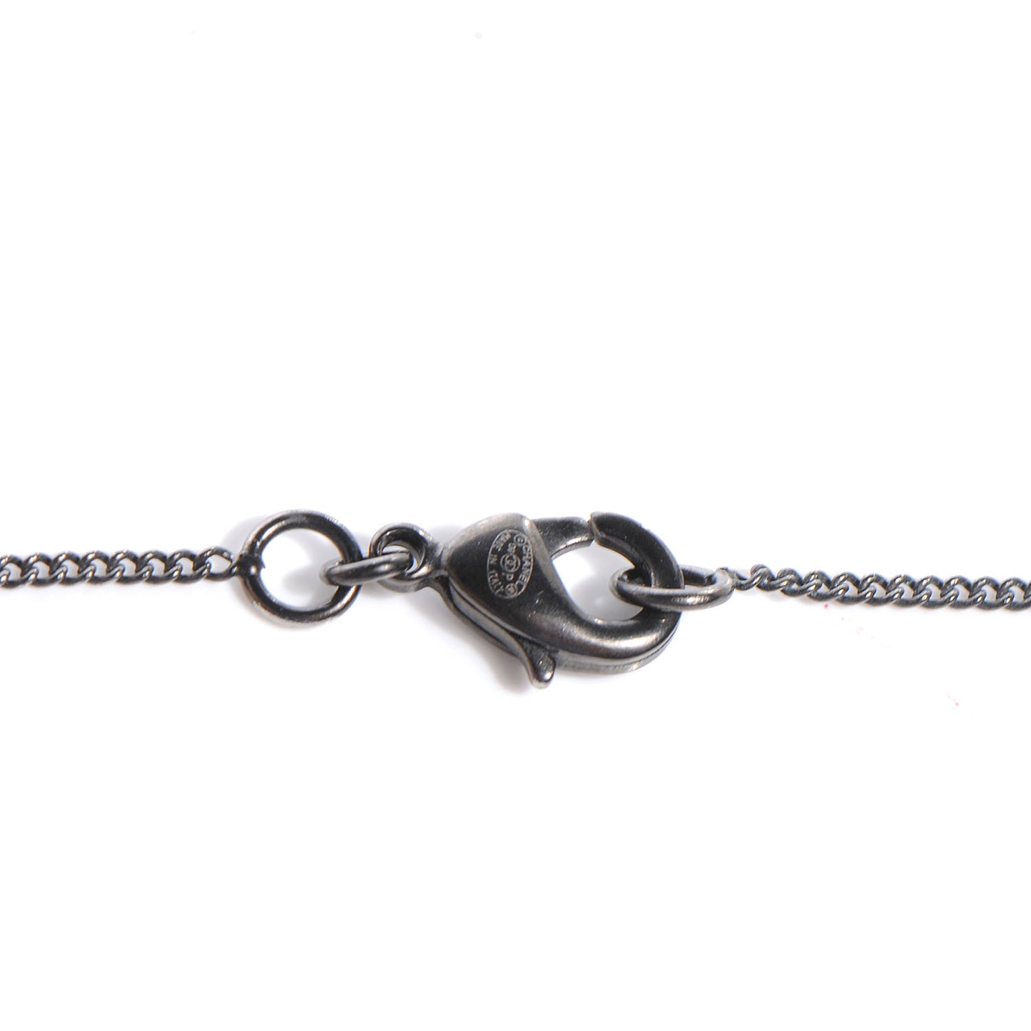 Crystal Baguette CC Necklace Dark Silver Black