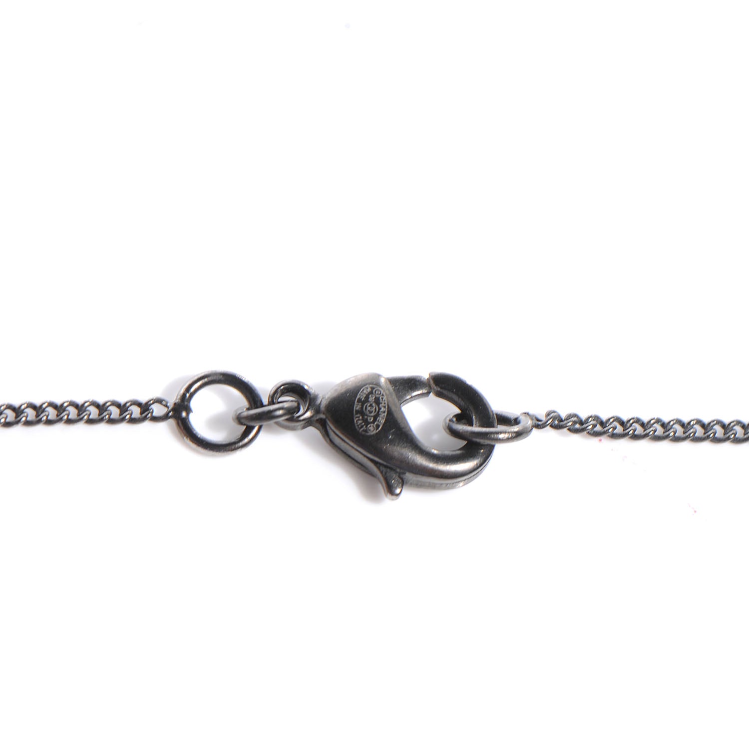 Chanel Crystal Baguette CC Necklace Dark Silver Black 4 of 5