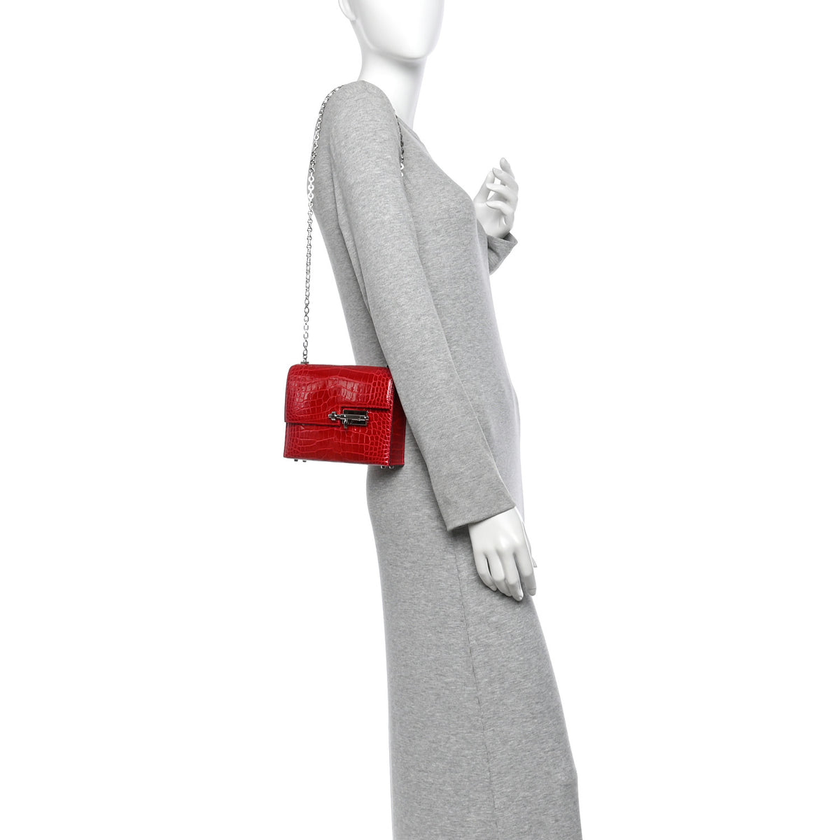Shiny Alligator Mini Verrou Chaine Bag Braise