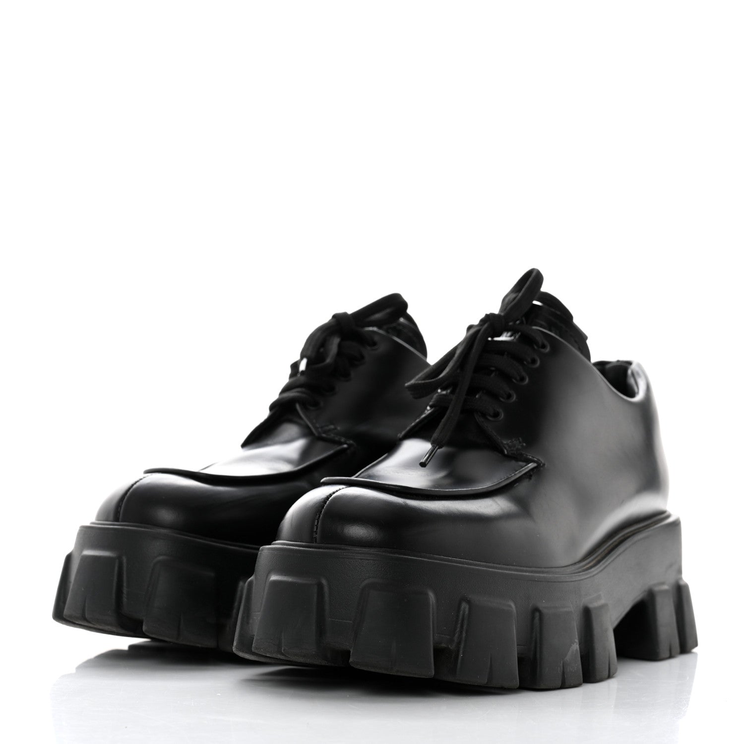Prada Spazzolato Rois Monolith 55mm Derby Loafers 39 Black 3 of 11