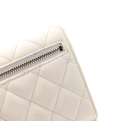 Chanel Caviar Quilted Compact Flap Wallet White 13 of 15