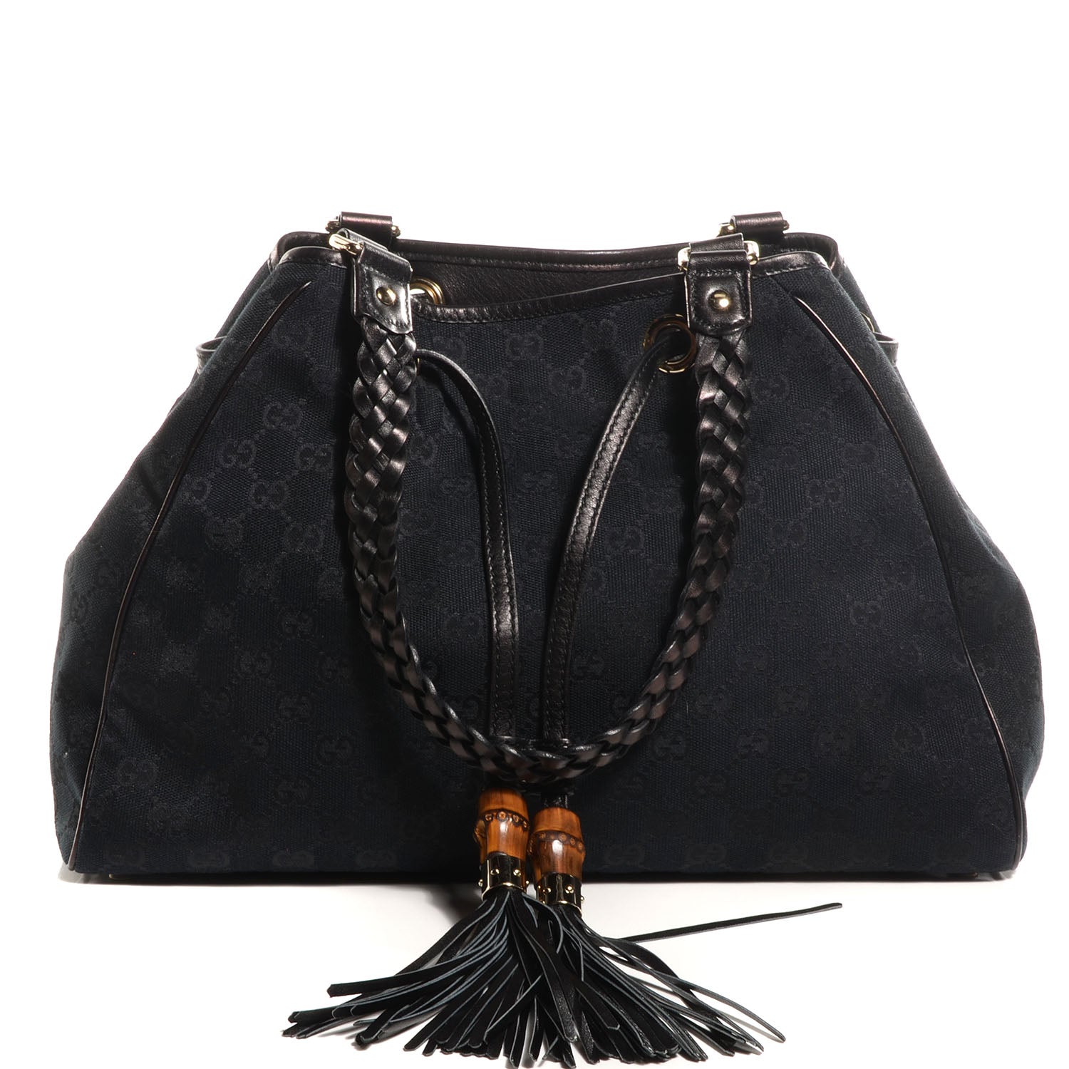 Gucci Monogram Peggy Braided Tote Black 1 of 7