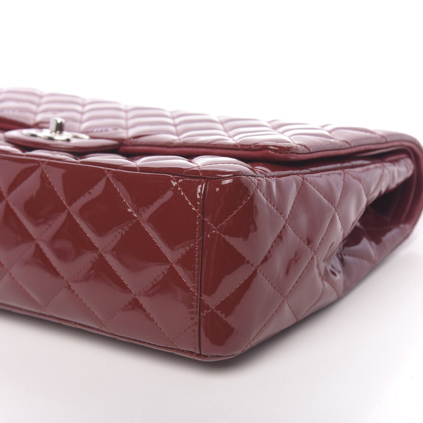 Patent Quilted Maxi Double Flap Red