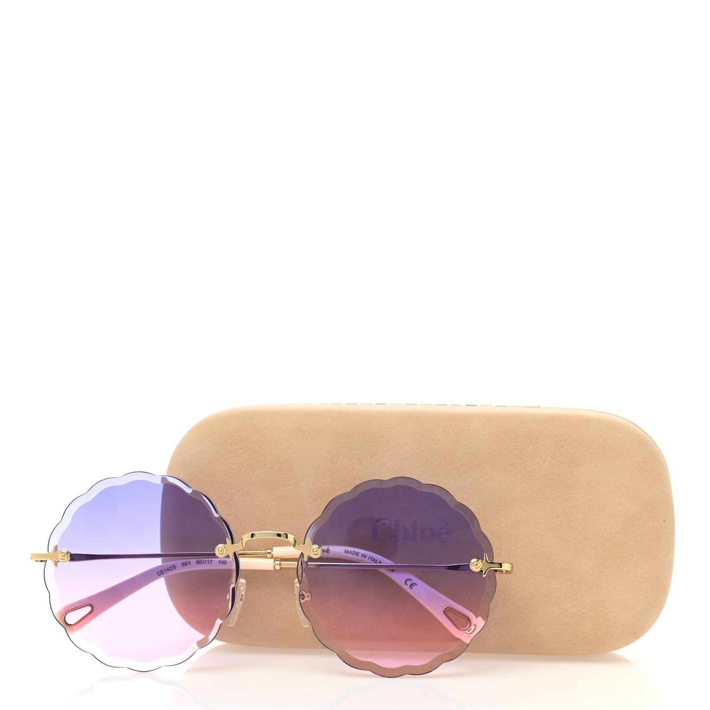 Rosie Bevelled Round Sunglasses CE142S Gold Gradient Pink