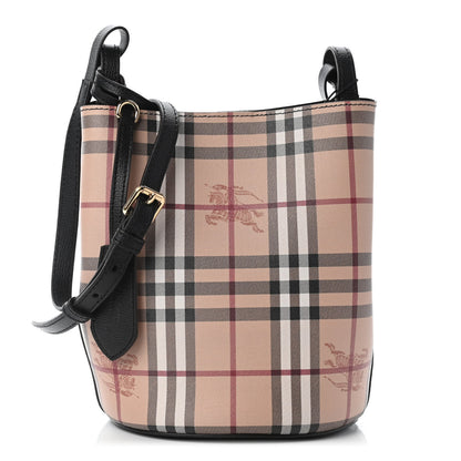 Burberry Haymarket Check Colours Small Lorne Bucket Crossbody Black 1 of 5