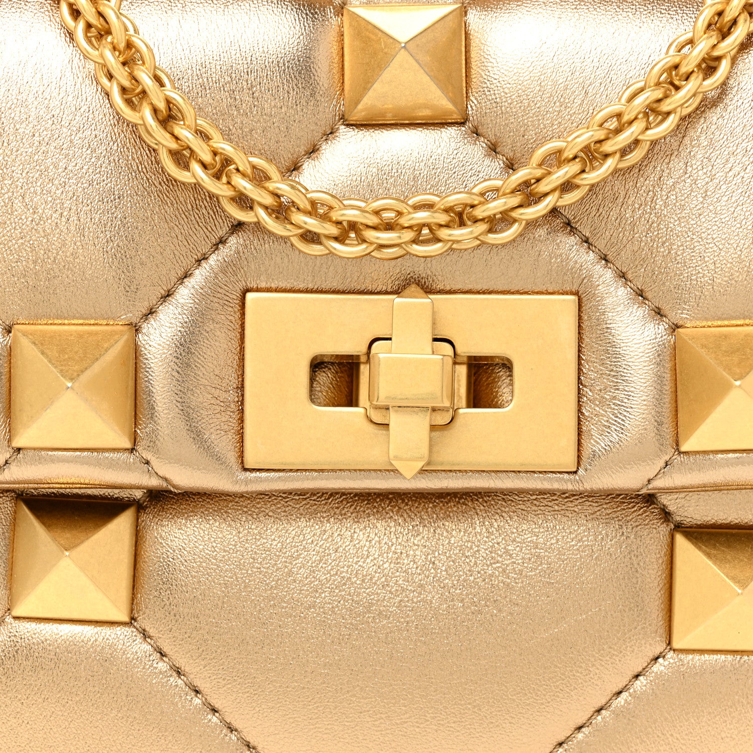 Valentino Garavani Nappa Medium Roman Stud Shoulder Bag Antique Brass 8 of 11