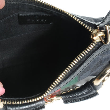 Gucci Monogram Small Horsebit Web Handbag Black 6 of 8