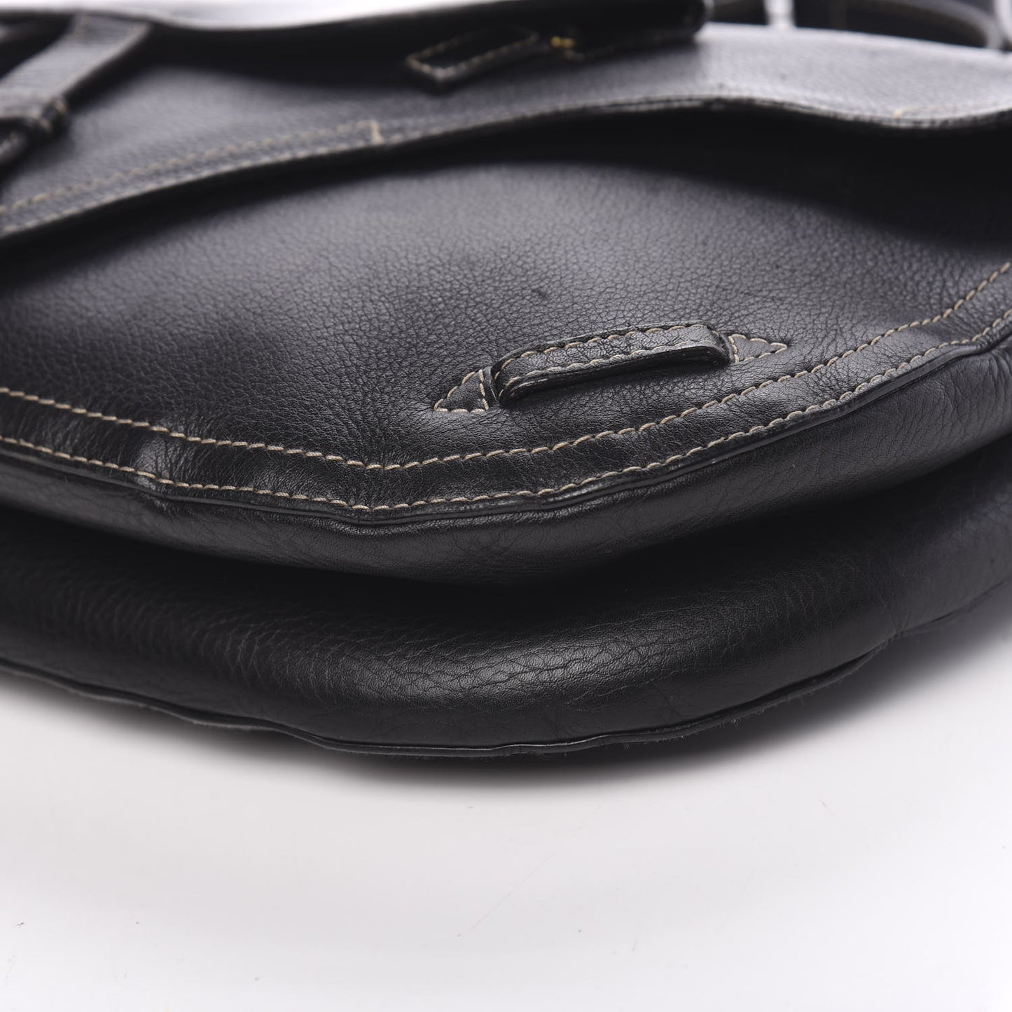 Grained Calfskin Double Saddle Bag Black