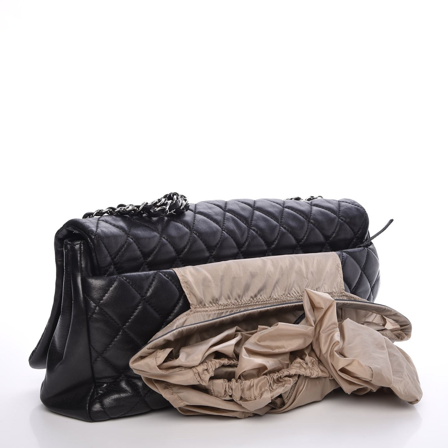 Lambskin Quilted Jumbo Coco Rain Flap Black