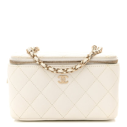 Chanel Caviar Quilted Small Vanity Case With Chain White 1 of 15