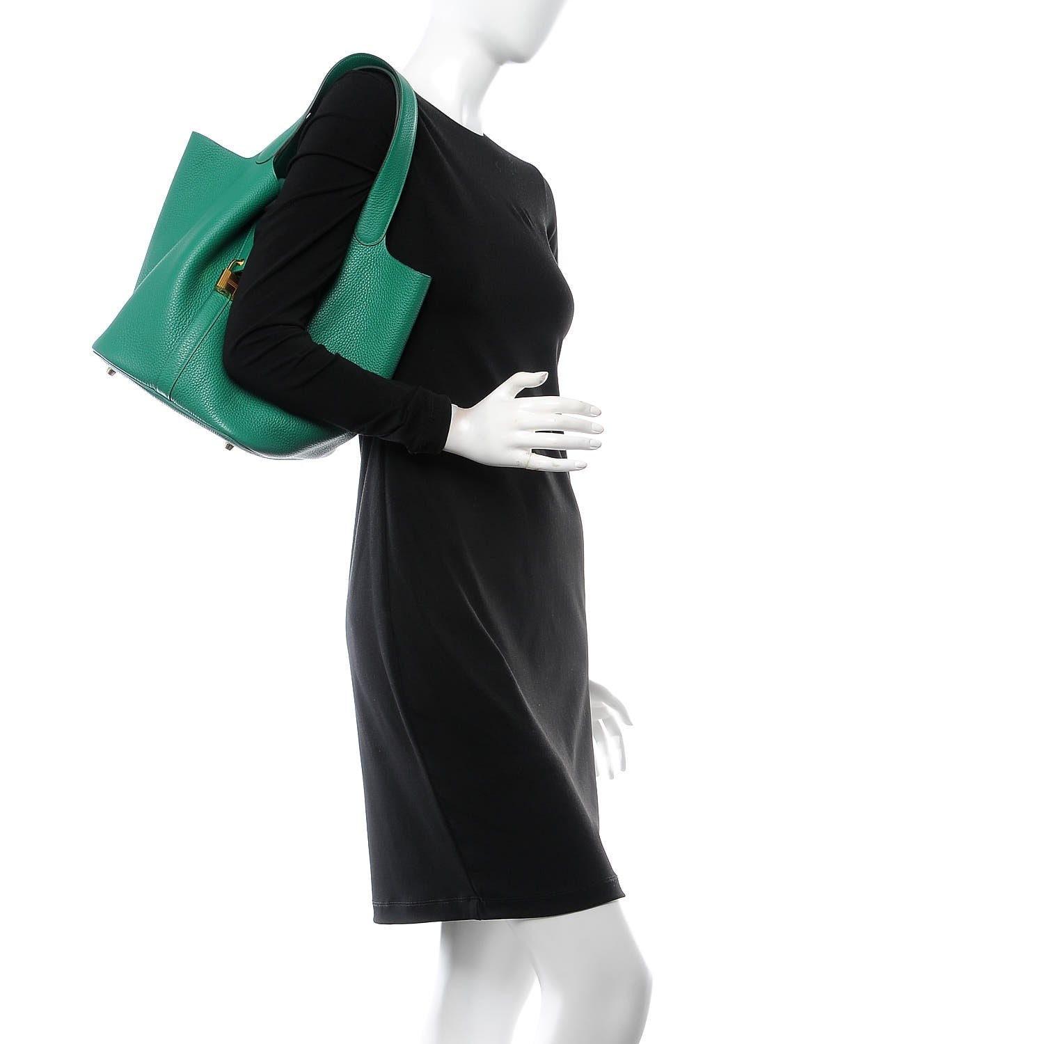 Hermes Taurillon Clemence Picotin Lock 26 GM Vert Vertigo 2 of 8