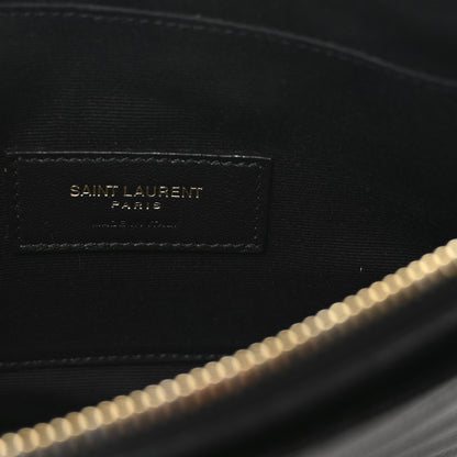 Saint Laurent Grain De Poudre Chevron Monogram Large Bill Pouch Black 6 of 6