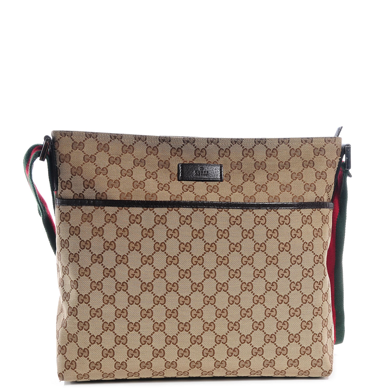 Gucci Monogram Web Medium Flat Messenger Bag Dark Brown 1 of 7