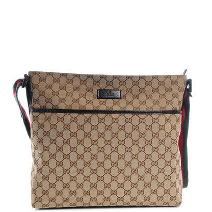 Gucci Monogram Web Medium Flat Messenger Bag Dark Brown 1 of 7