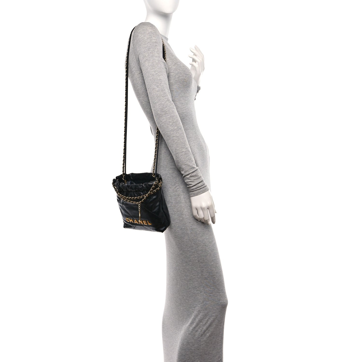 Chanel Shiny Calfskin Quilted Mini Chanel 22 Black 2 of 11