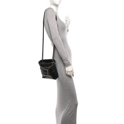 Chanel Shiny Calfskin Quilted Mini Chanel 22 Black 2 of 11