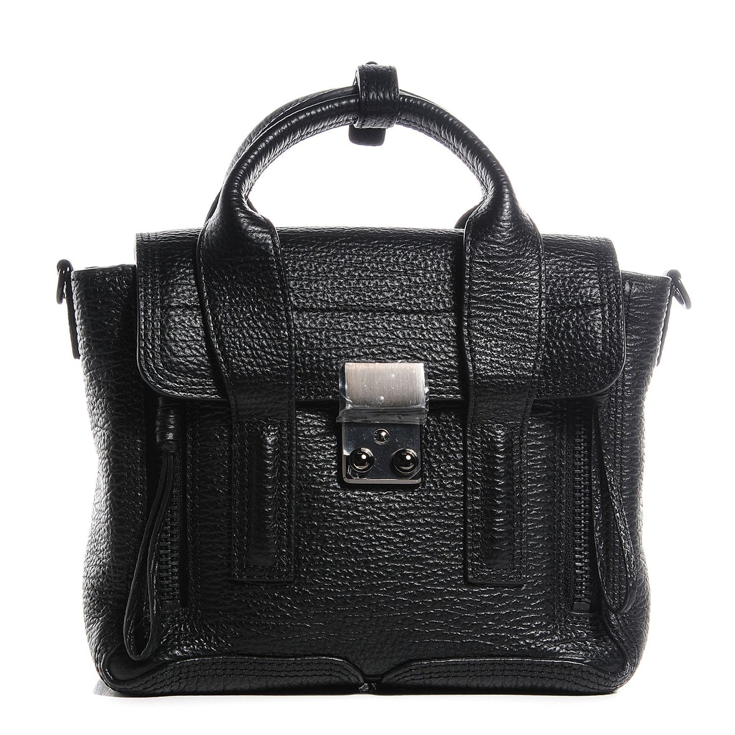 3.1 Textured Calfskin Mini Pashli Satchel Black