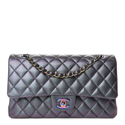 Chanel Iridescent Goatskin Quilted Medium Double Flap Purple 1 of 5