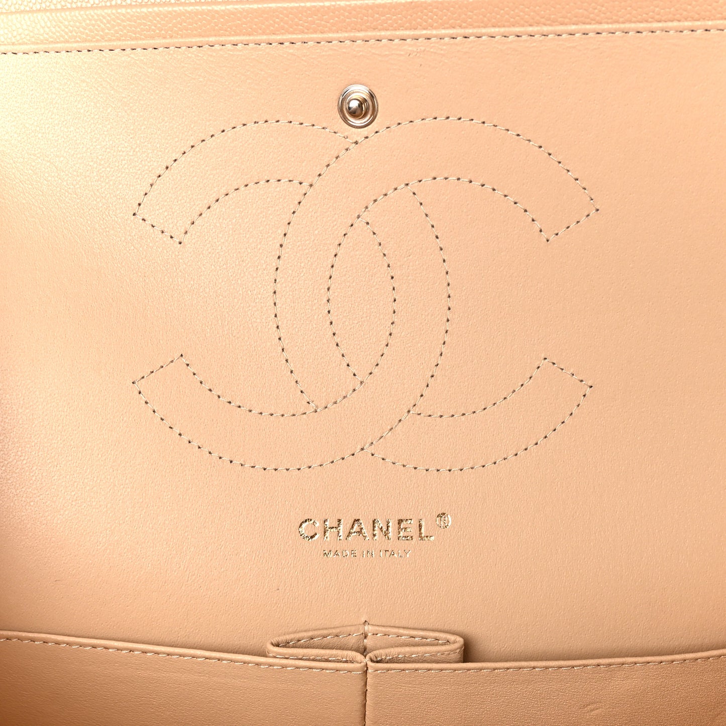 Caviar Quilted Jumbo Double Flap Beige Clair