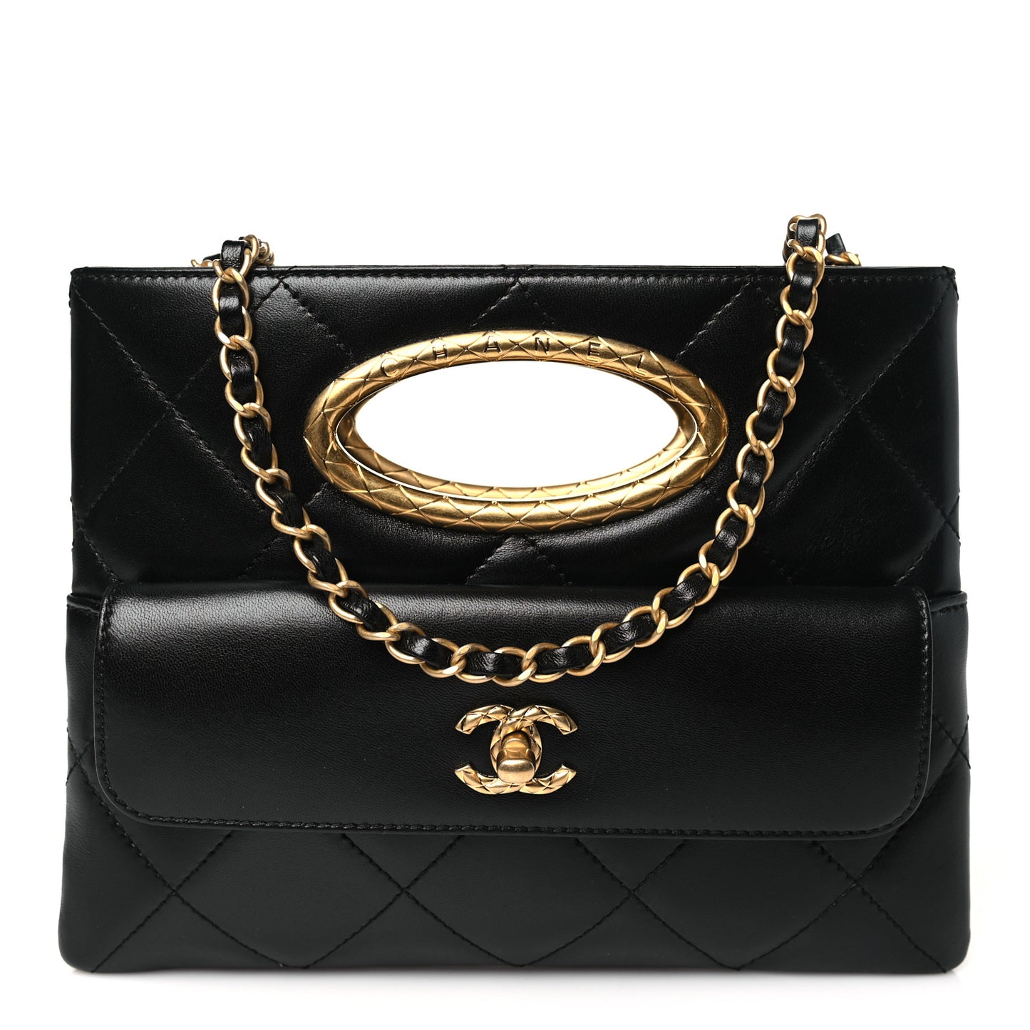 Lambskin Quilted Clutch Mini Flap Bag Black
