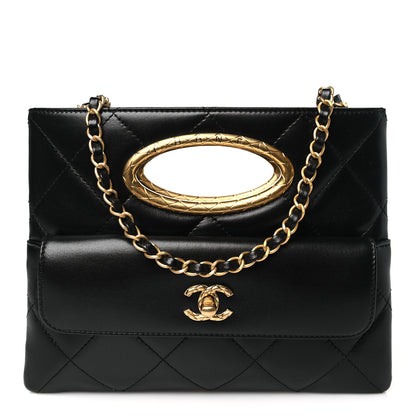 Chanel Lambskin Quilted Clutch Mini Flap Bag Black 1 of 10