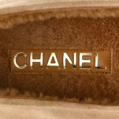 Chanel Suede Calfskin Cap Toe CC Mary Jane Flats 39.5 Beige 7 of 8