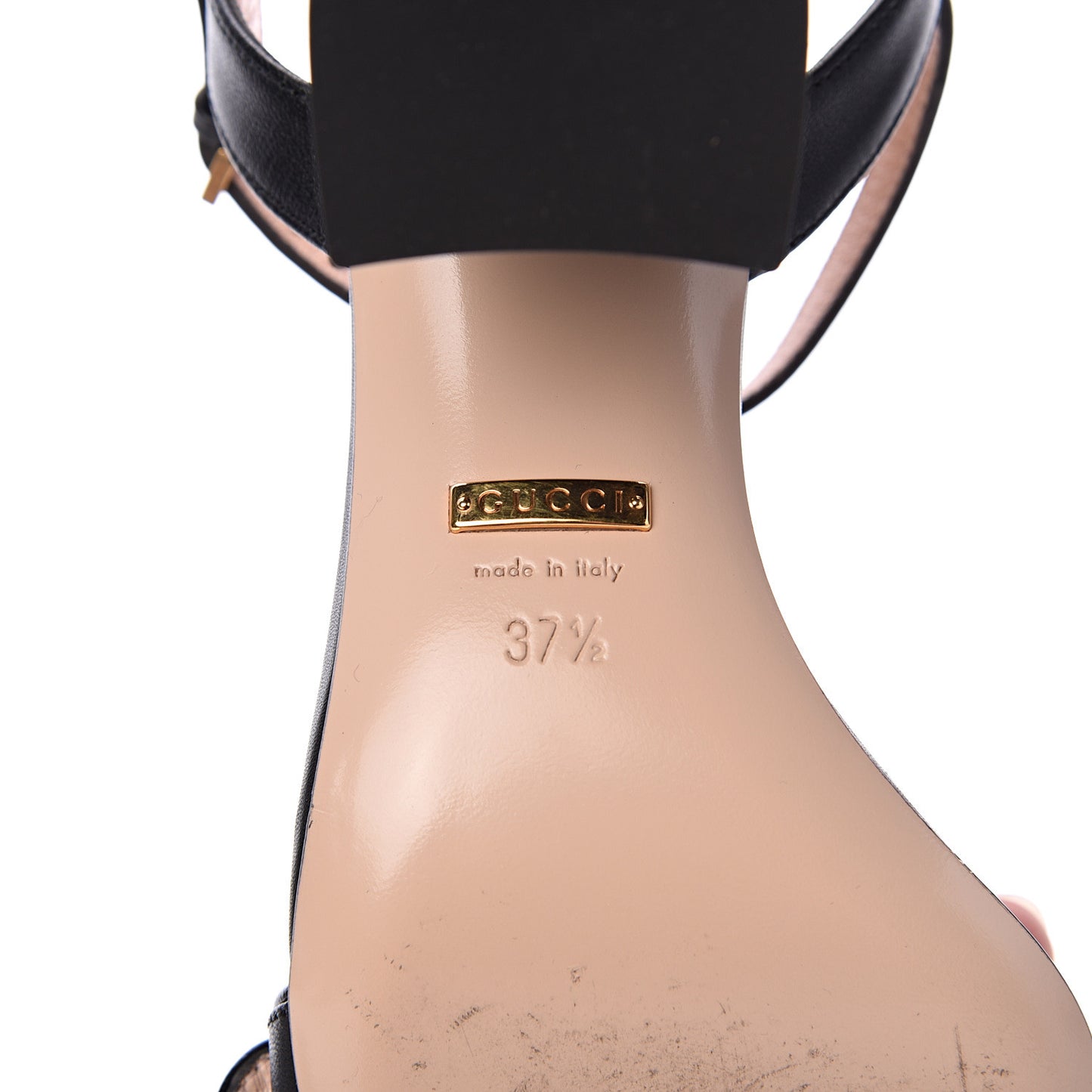 Lifford Calfskin GG Marmont Ankle Wrap 75mm Sandals 37.5 Black
