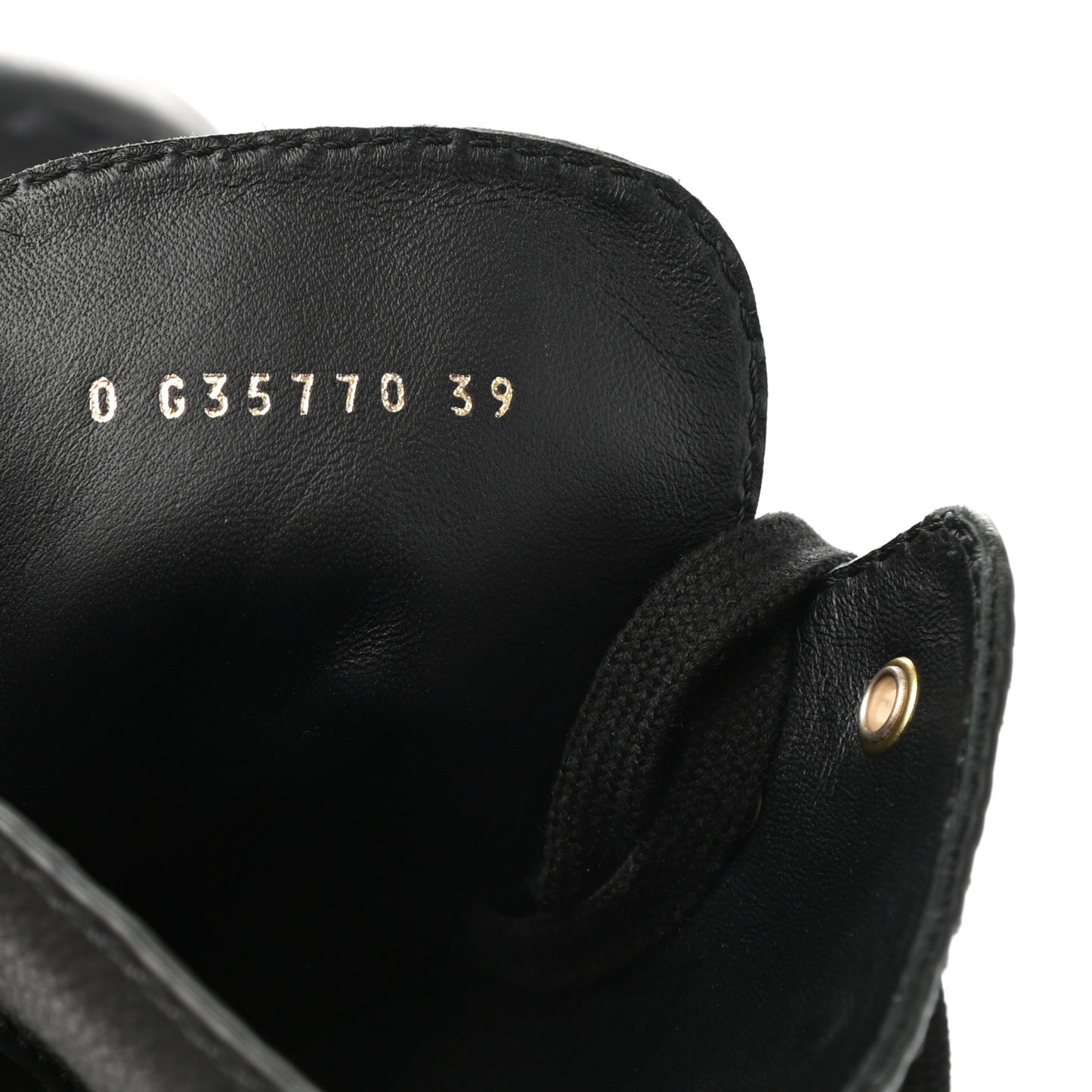 Calfskin Lace Up Combat Boots 39 Black