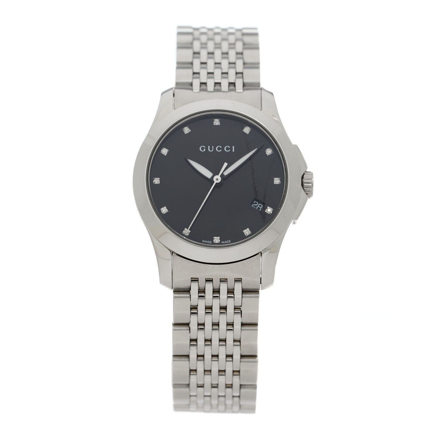 Gucci Stainless Steel Diamond 27mm G-Timeless Quartz Watch Black 1 of 5