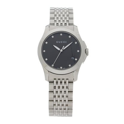Gucci Stainless Steel Diamond 27mm G-Timeless Quartz Watch Black 1 of 5