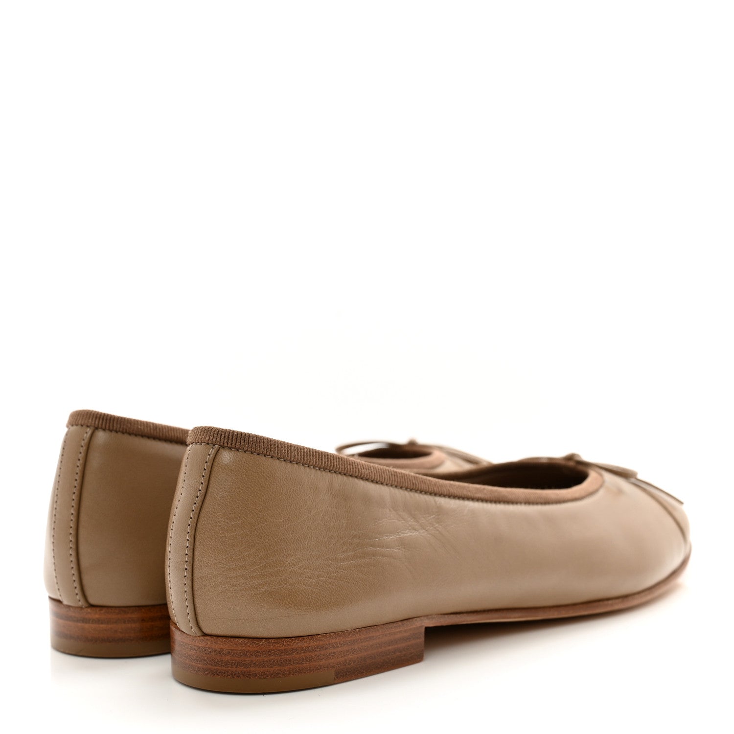 Chanel Lambskin Cap Toe CC Ballerina Flats 36.5 Beige 4 of 14