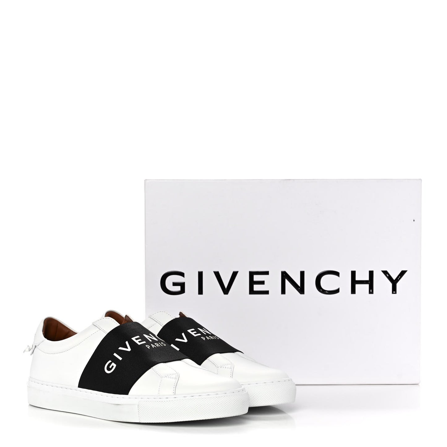 Calfskin Band Logo Womens Urban Street Sneakers 39.5 White Black