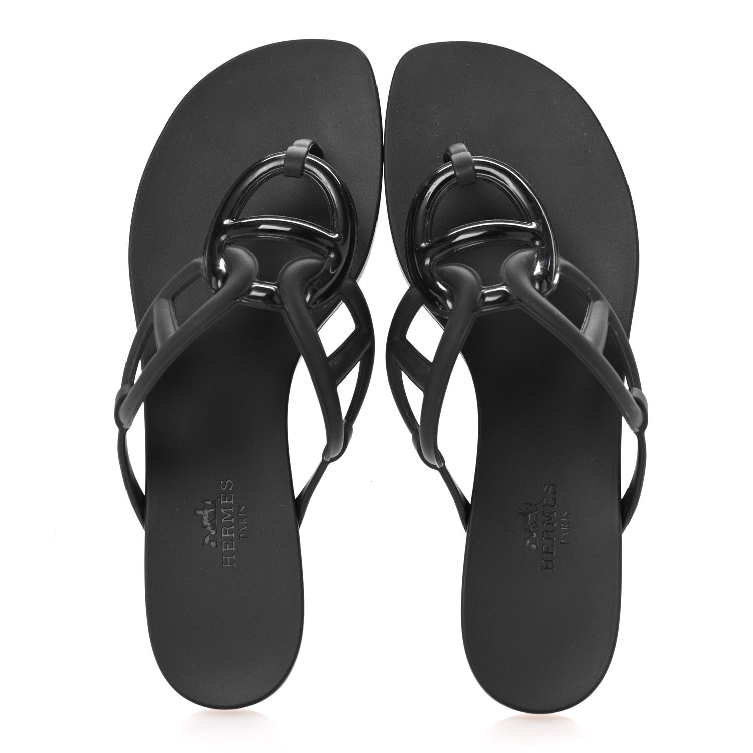 Hermes Rubber Womens Egerie Sandals 37 Black 2 of 9