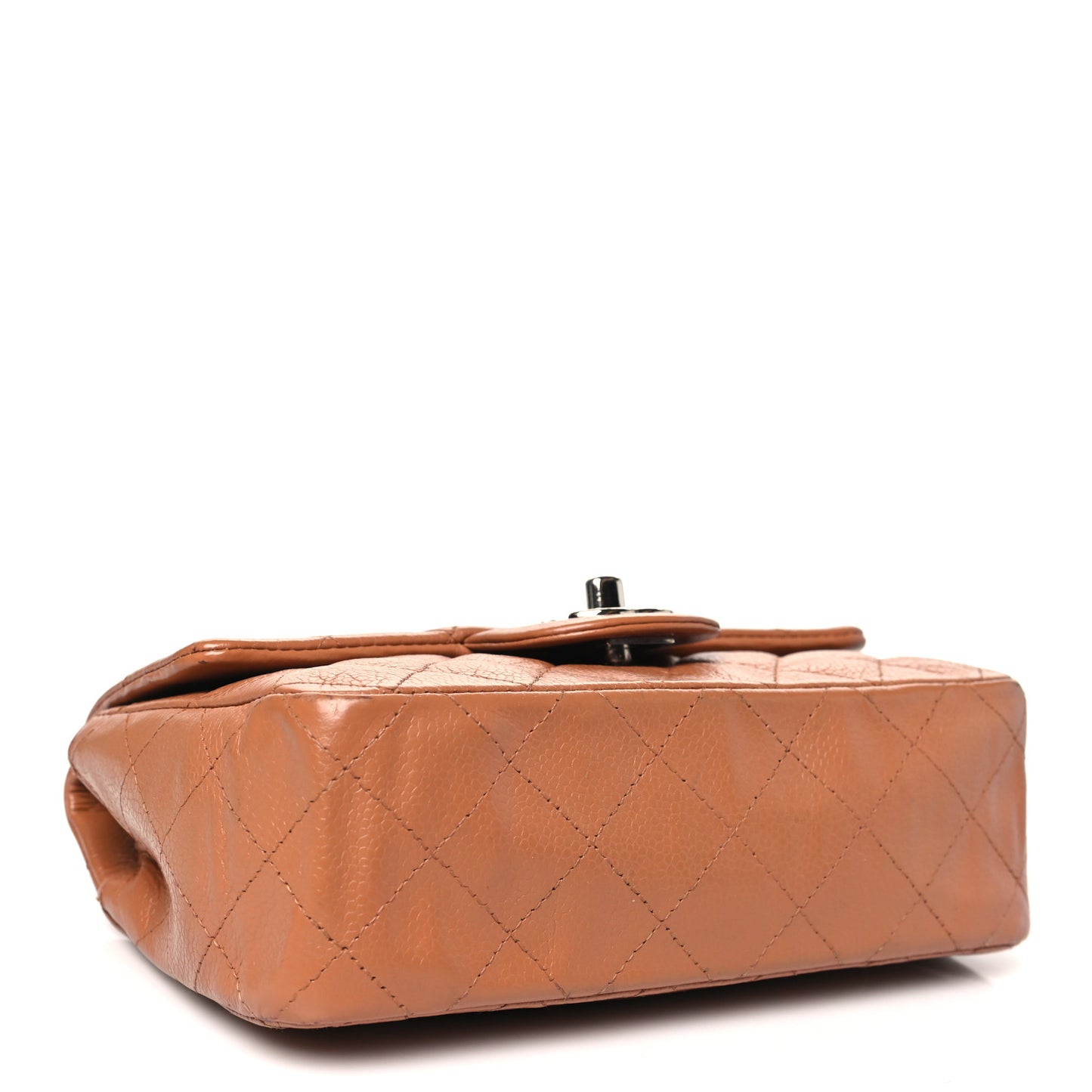 Caviar Quilted Mini Rectangular Flap Light Brown