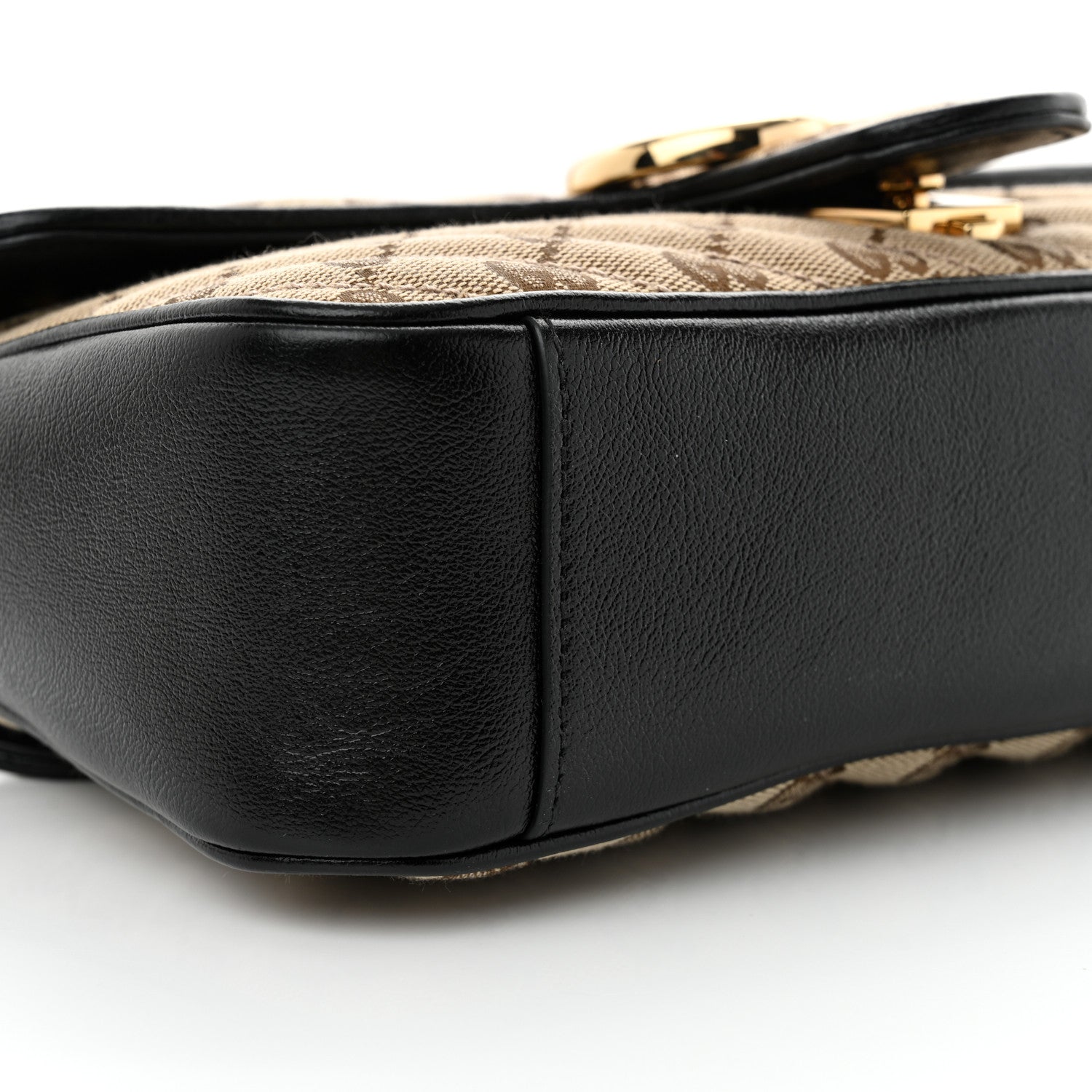 Gucci Monogram Matelasse Diagonal Small GG Marmont Shoulder Bag Beige Black 9 of 10