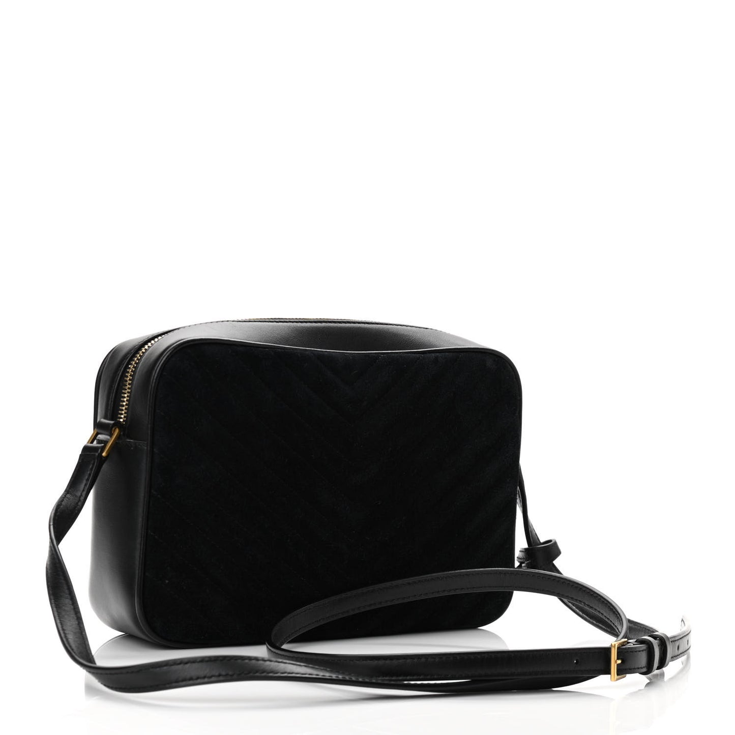 Suede Calfskin Monogram Lou Camera Bag Black