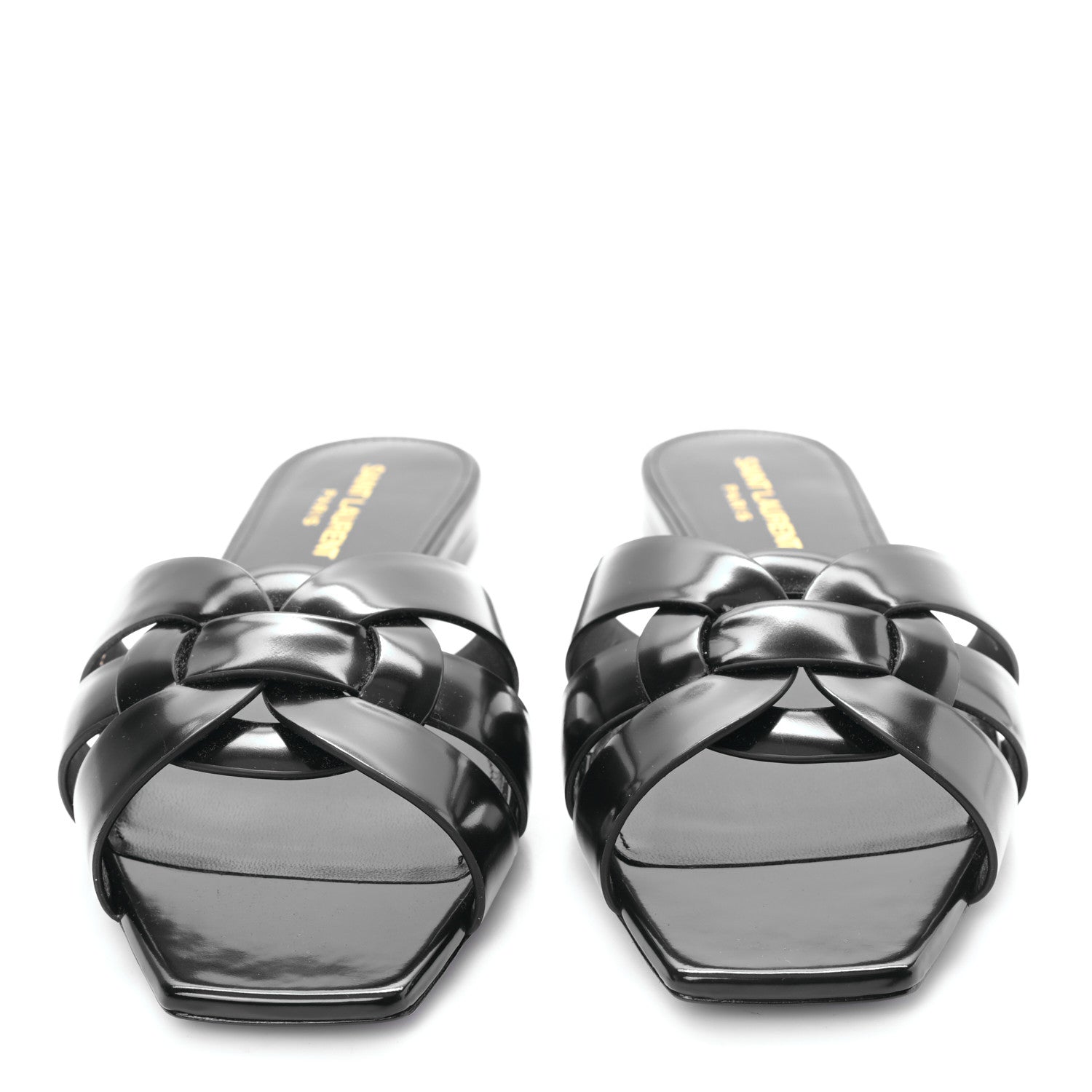 Saint Laurent Patent Tribute 05 Slide Sandals 38 Black 3 of 9