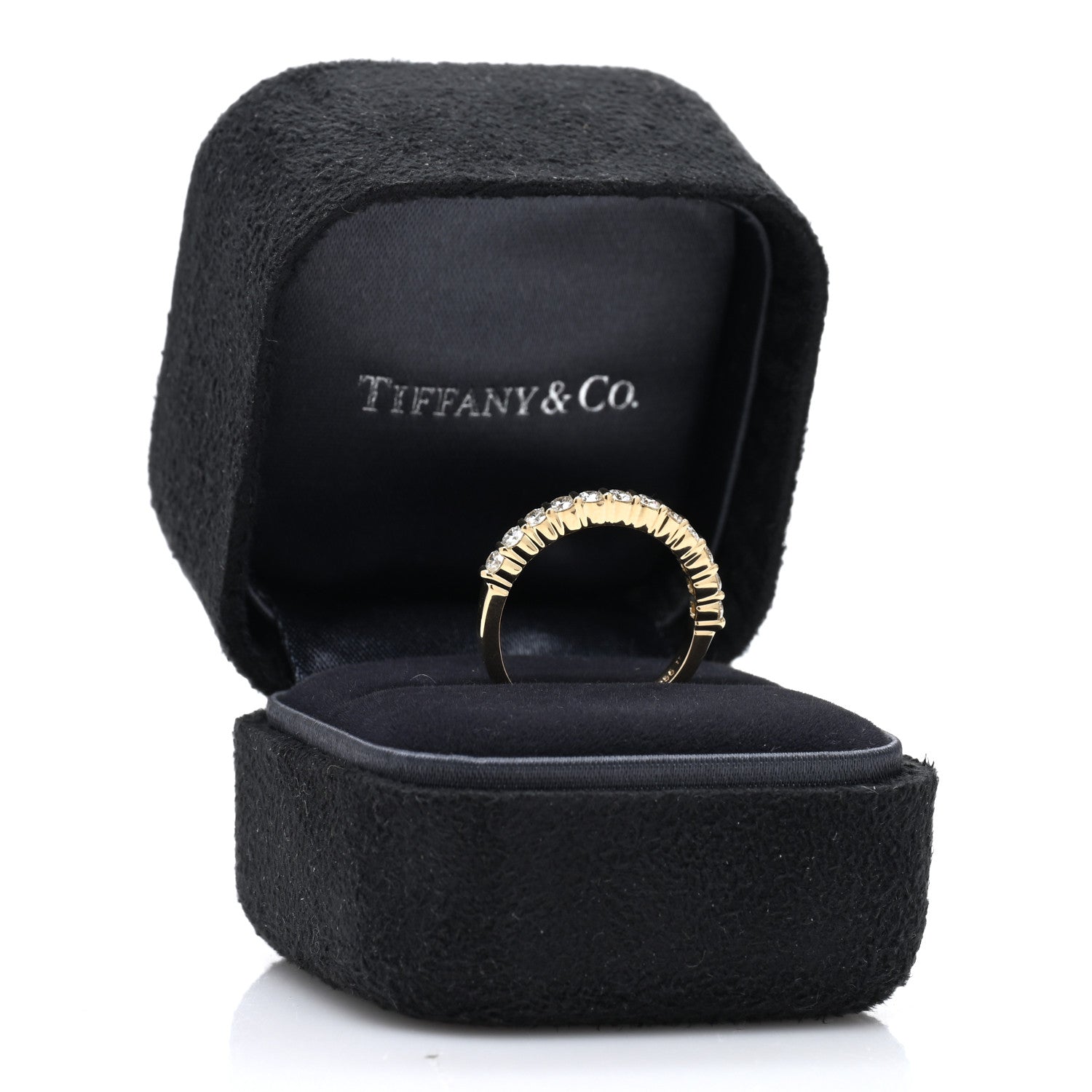 Tiffany 18K Yellow Gold Diamond .50ctw Half Circle Band Ring 53 6.25 5 of 5