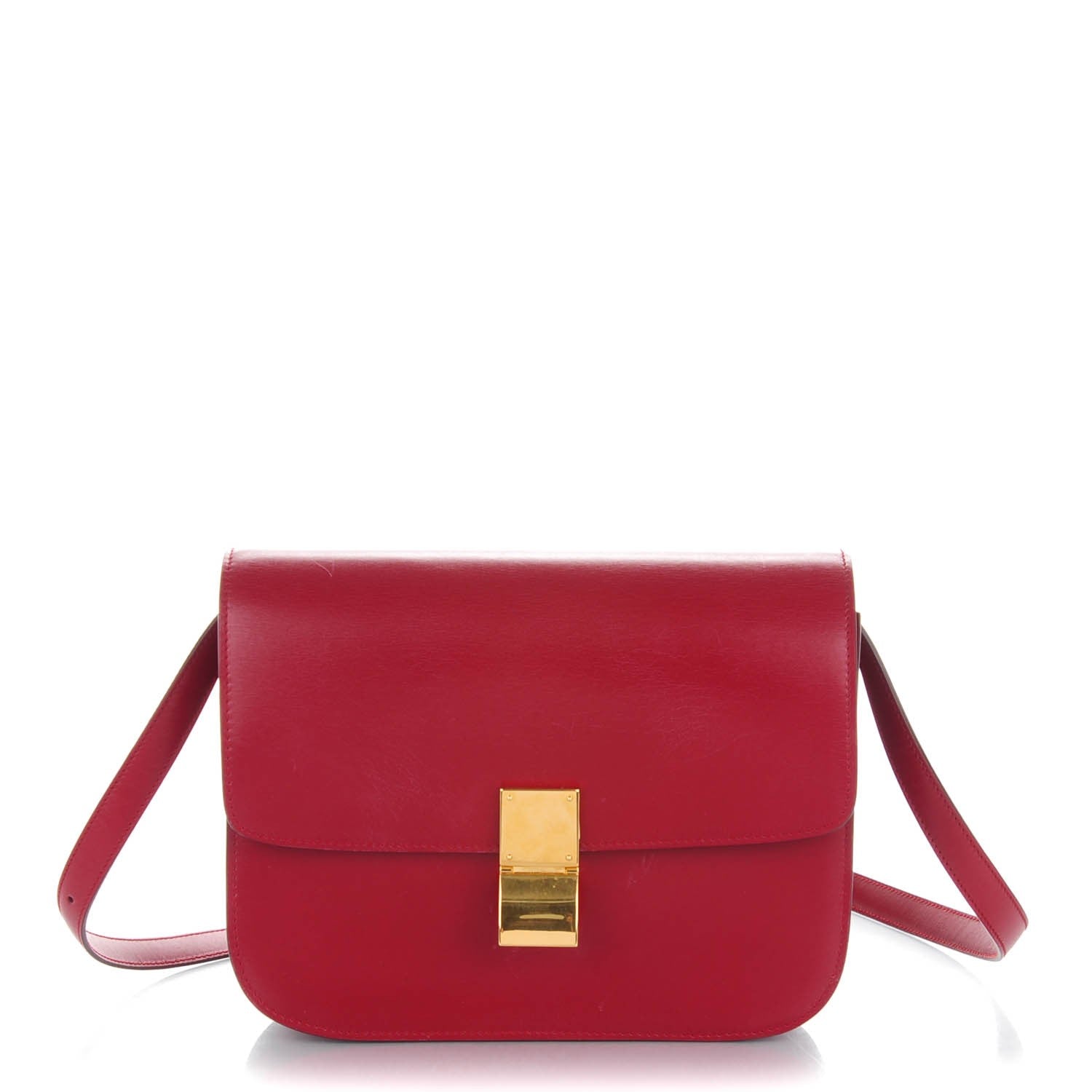 Celine Smooth Calfskin Medium Classic Box Flap Bag Red 1 of 8