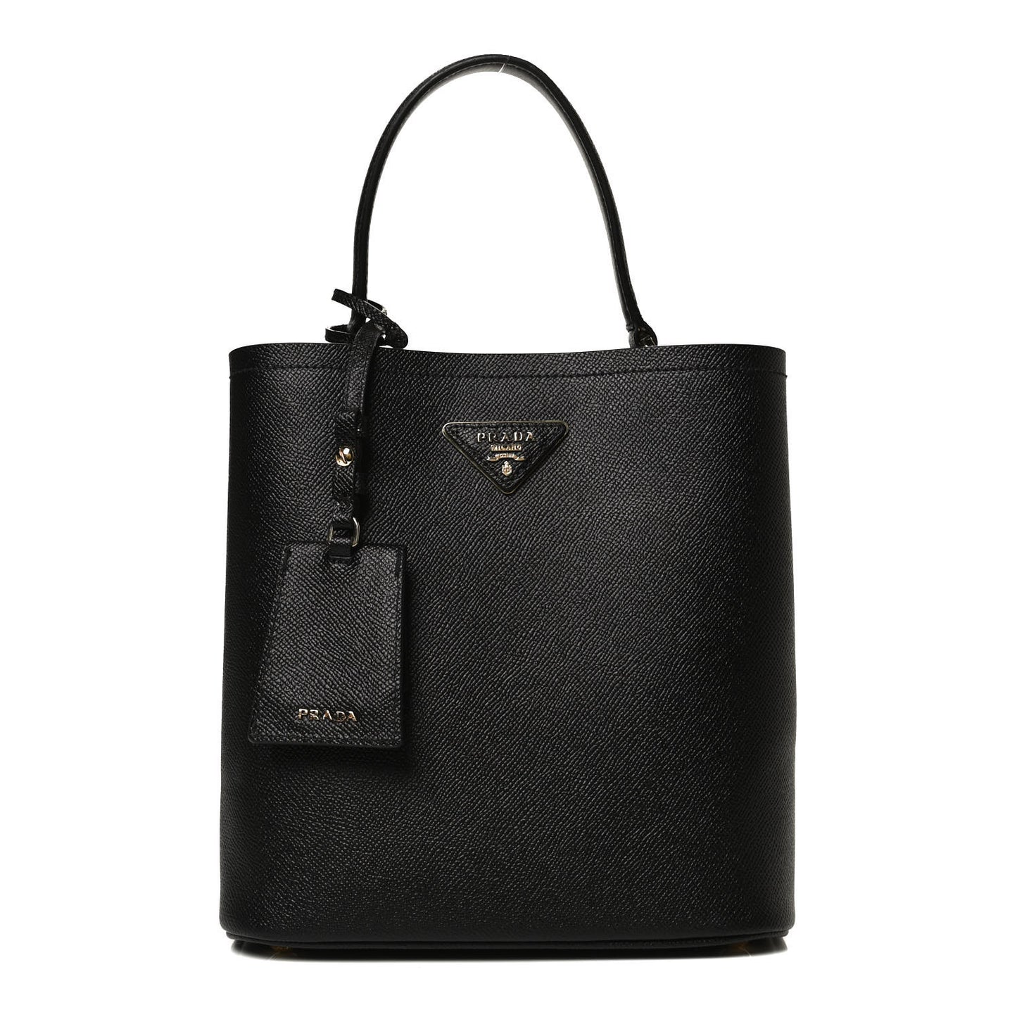 Saffiano Cuir Medium Panier Bucket Bag Black Fuoco