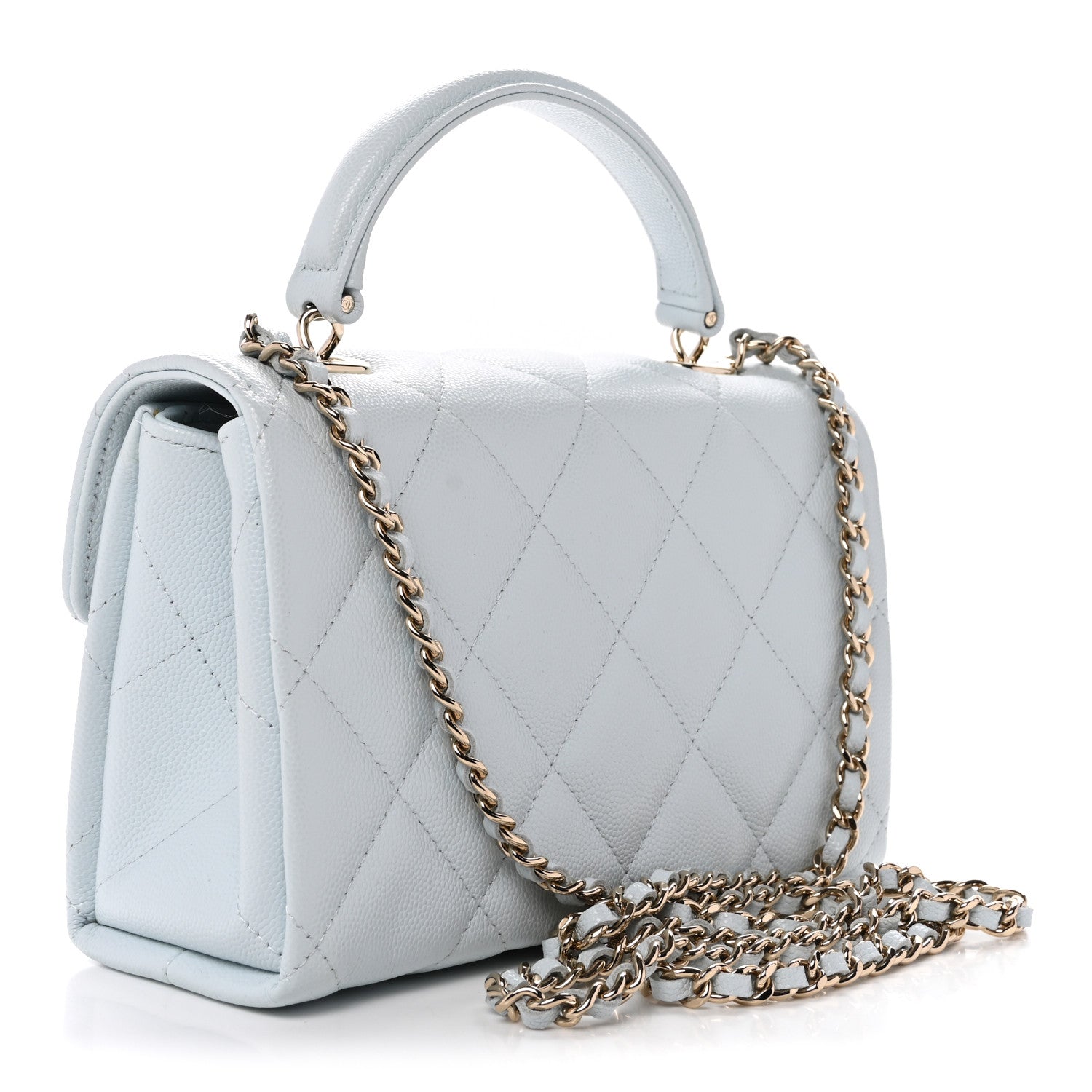 Chanel Caviar Quilted Mini Retro Twist Top Handle Flap Light Blue 3 of 12