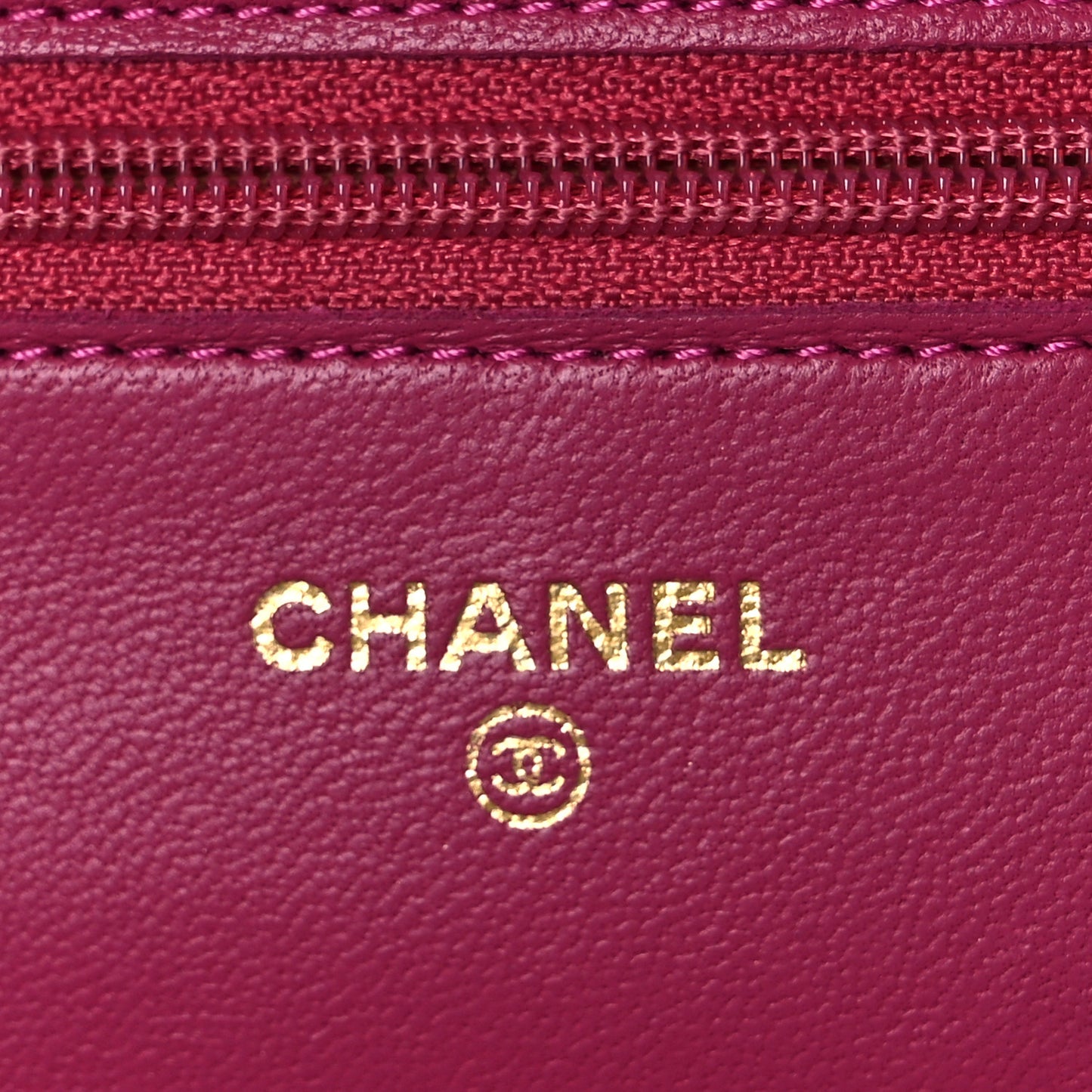 Lambskin Camellia Embossed Wallet On Chain WOC Fuchsia