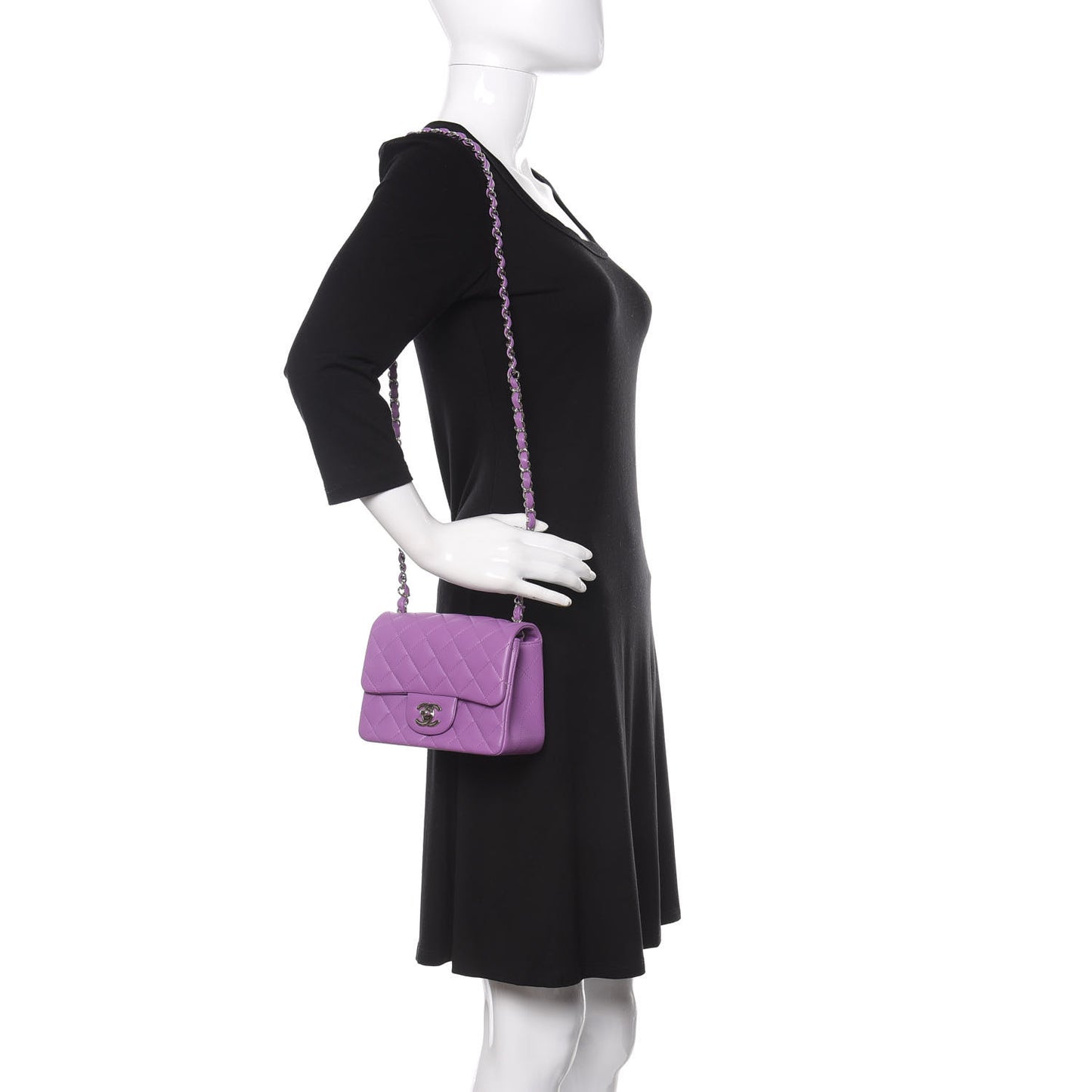 Lambskin Quilted Mini Square Flap Purple