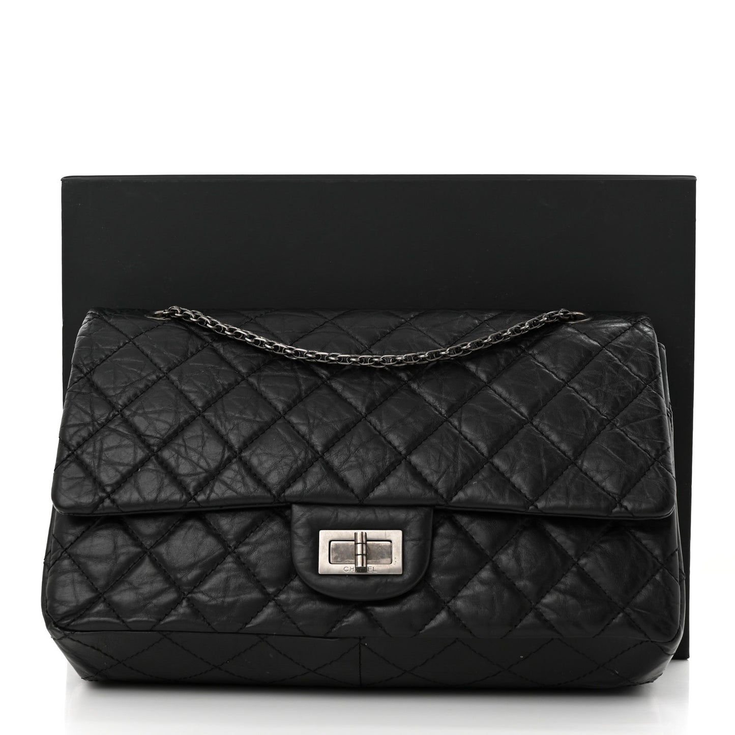 Aged Calfskin Quilted 2.55 Reissue 227 Flap Black