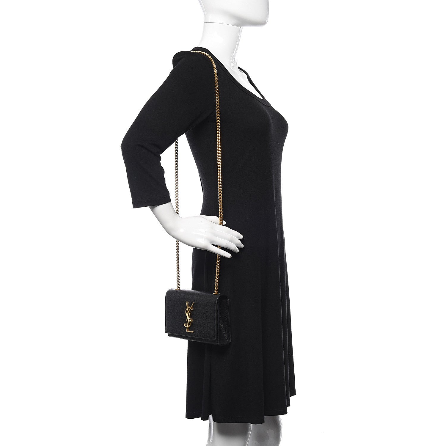 Saint Laurent Grain De Poudre Small Monogram Kate Satchel Black 2 of 8